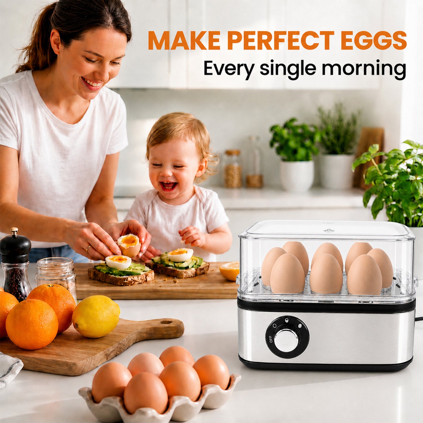 ICETear Electric Egg Cooker, 8 Egg Capacity Rapid Egg Steamer with Auto Shut Off, BPA Free for Soft Medium Hard Boiled Eggs & Egg Custard