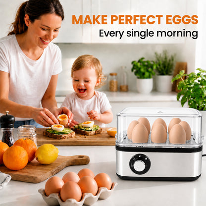 ICETear Electric Egg Cooker, 8 Egg Capacity Rapid Egg Steamer with Auto Shut Off, BPA Free for Soft Medium Hard Boiled Eggs & Egg Custard