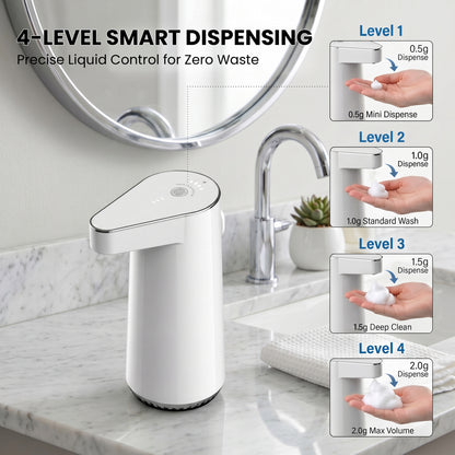 XSAPT Touchless Automatic Soap Dispenser, Rechargeable Foaming Hand Soap Dispenser, 4-Level Wall Mount, 300ml