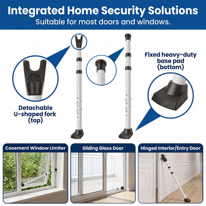 Adjustable Door Security Bar, Heavy-Duty 3-Section Door Stopper for Home Travel & Hotel, 23.2"-49.2"