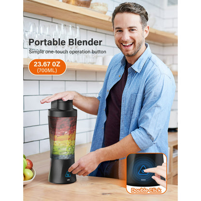 Suodoka Fit Compact Personal Blender, 24 Oz Portable Blender for Smoothies, Shakes, Cordless Powerful Blending, with Leakproof-Lid