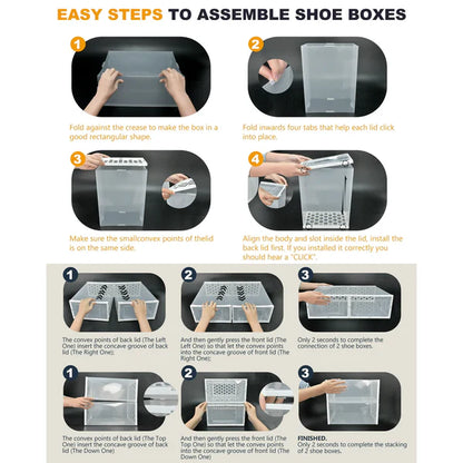 RIOUSERY Shoe Boxes Set of 6, Clear Plastic Stackable Shoe Storage Organizer for Closet Entryway, Shoe Containers with lids