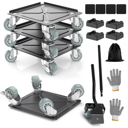 M Buder Heavy Duty Furniture Movers, Dolly Set Rotatable Rubber Universal 4 Wheels, Alloy Steel Furniture Moving Dolly, 1800 LBS Load Capacity, 5.3 in x 5.3 in