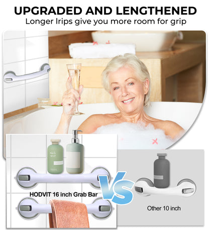 Hodvit 2 Pack Shower Grab Bars, Bathroom Shower Handles with Strong Suction Cup Grip for Seniors,Handle Carries 200lbs (16 inch)