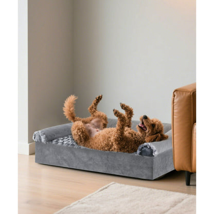 Tolobeve Orthopedic Dog Beds Medium Large Sized Dog, Waterproof Memory Foam Pet Bed with Sides, Non-Slip Bottom Pet Bed with Washable Removable Cover, Grey