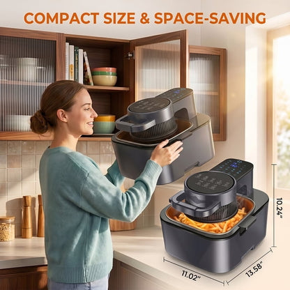 Casualife 8 in 1 Air Fryer 6 Qt Capacity, Compact Countertop with Nonstick Basket, 400F Air Crisp