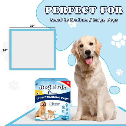 Tolobeve Dog Training Pads, XL, 26 in x 30 in, 55 Count Disposable Dog Pads, Puppy Pee Pads