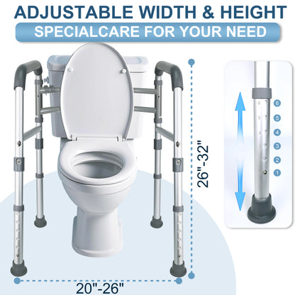 Hodvit Toilet Safety Rails - Adjustable and Removable Folding Toilet Safety Frame, Toilet Handles for The Elderly and The Disabled