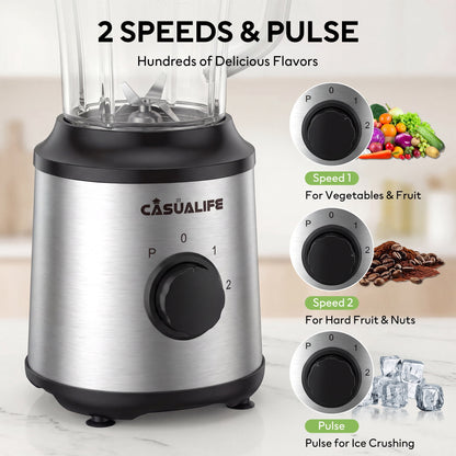Casualife Countertop Blender Food Processor Combo, 6 in 1 Kitchen Electric Blender/Grinder/Chopper,New
