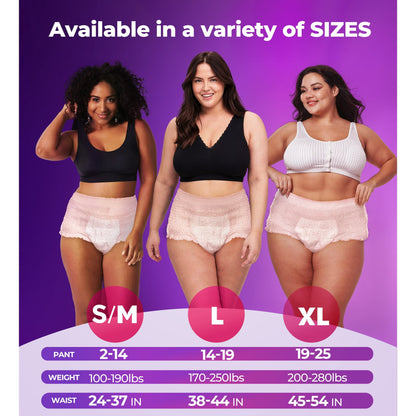 Bokyan Adult Incontinence Underwear for Women,Postpartum Bladder Leak Underwear,Disposable,L,36 Ct