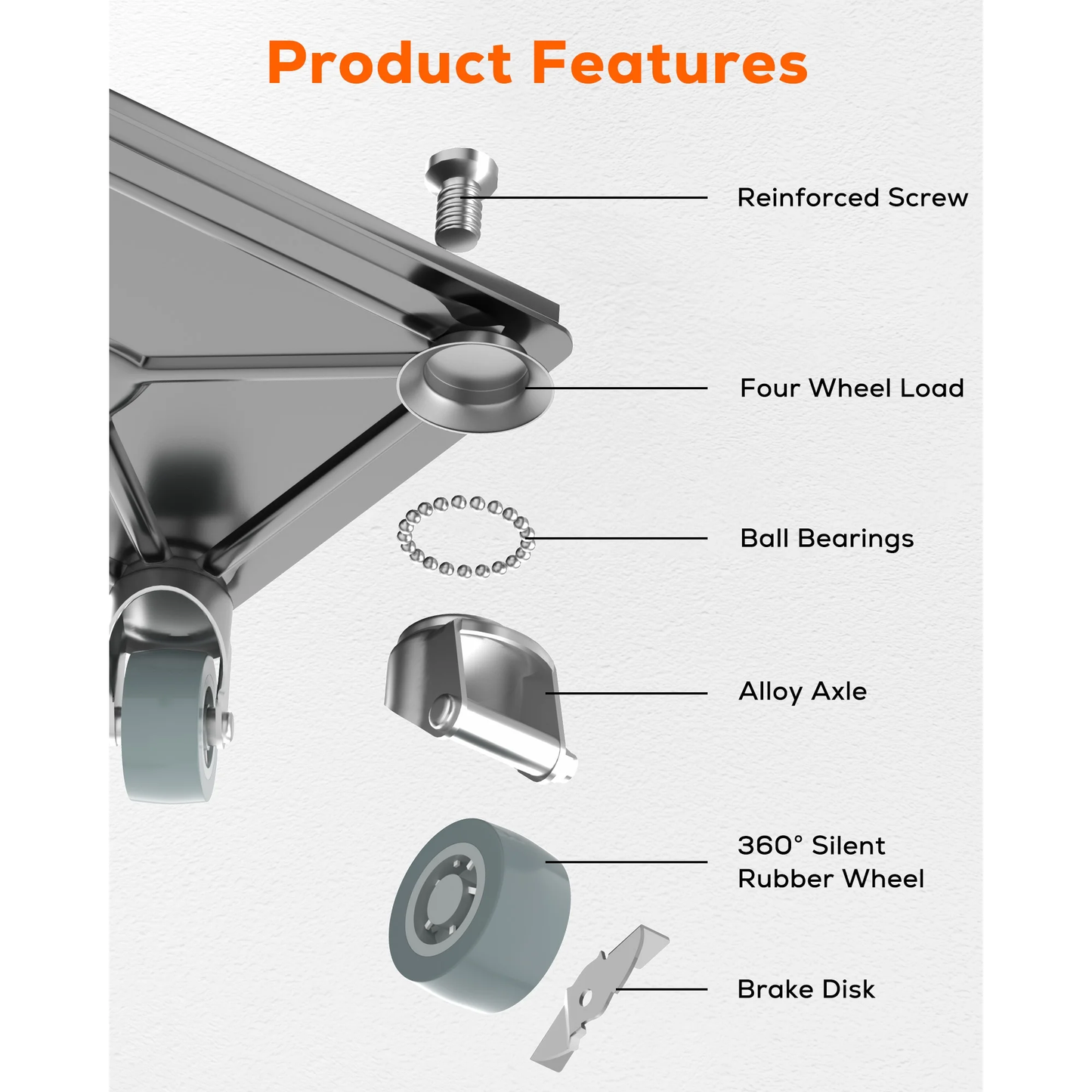 M Buder Heavy Duty Furniture Movers, Dolly Set Rotatable Rubber Universal 4 Wheels, Alloy Steel Furniture Moving Dolly, 1800 LBS Load Capacity, 5.3 in x 5.3 in