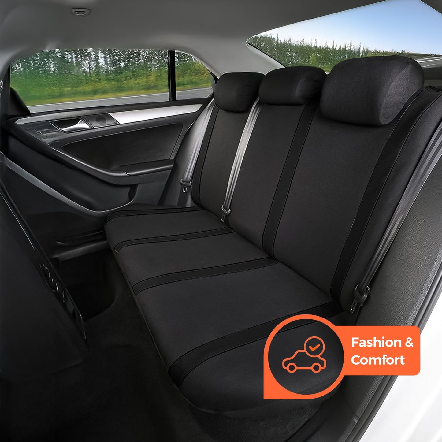 Floray Polyester Car Seat Covers Full Set - Universal Fit for Cars, SUVs, and Trucks