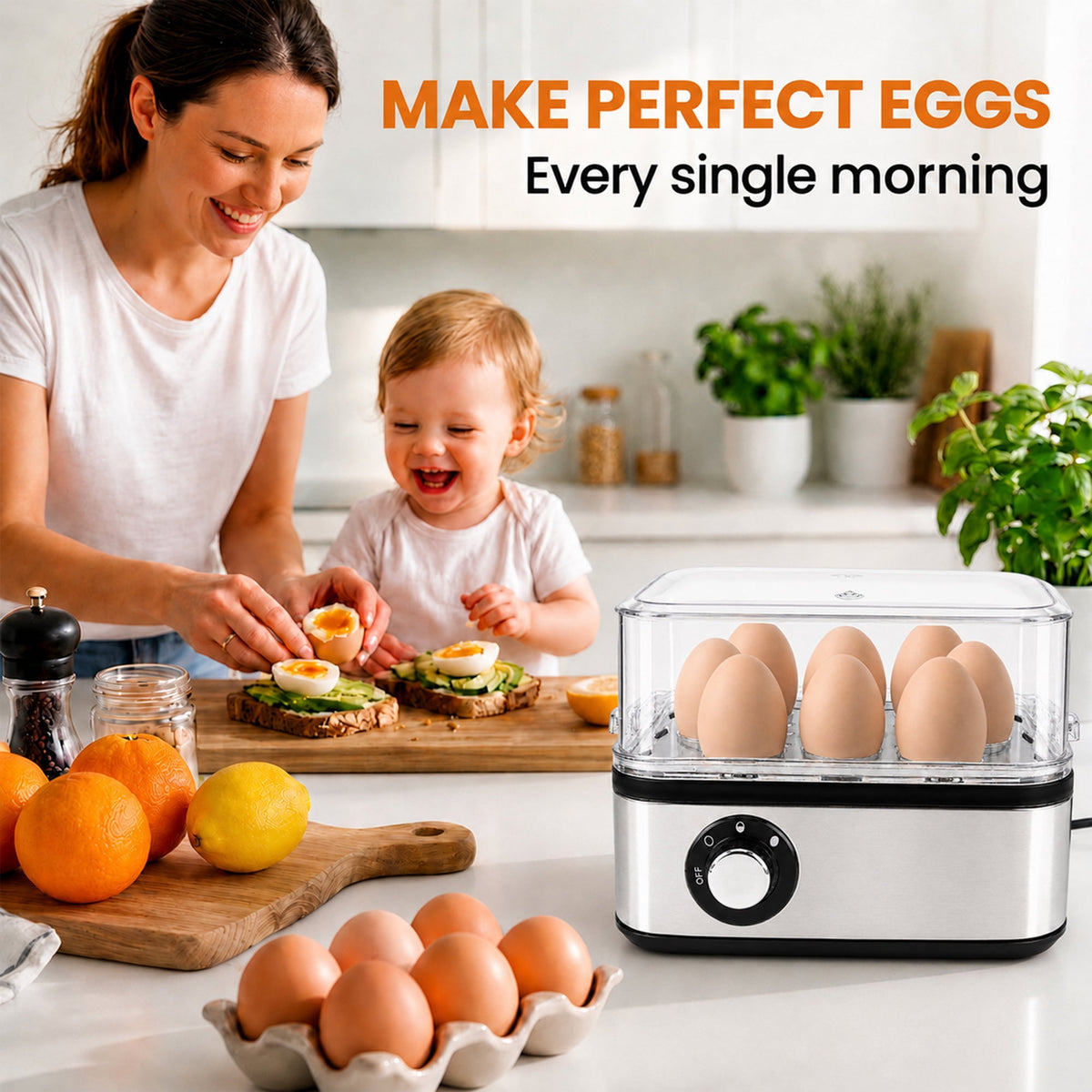 ICETear Electric Egg Cooker, 8 Egg Capacity Rapid Egg Steamer with Auto Shut Off, BPA Free for Soft Medium Hard Boiled Eggs & Egg Custard