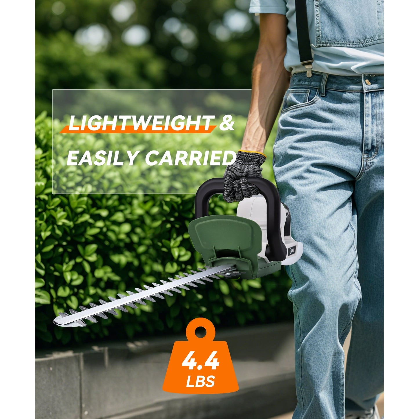 YAHHU 20 Inch Cordless Electric Hedge Trimmer，21V Electric Bush Trimmer，Battery and Charger Included