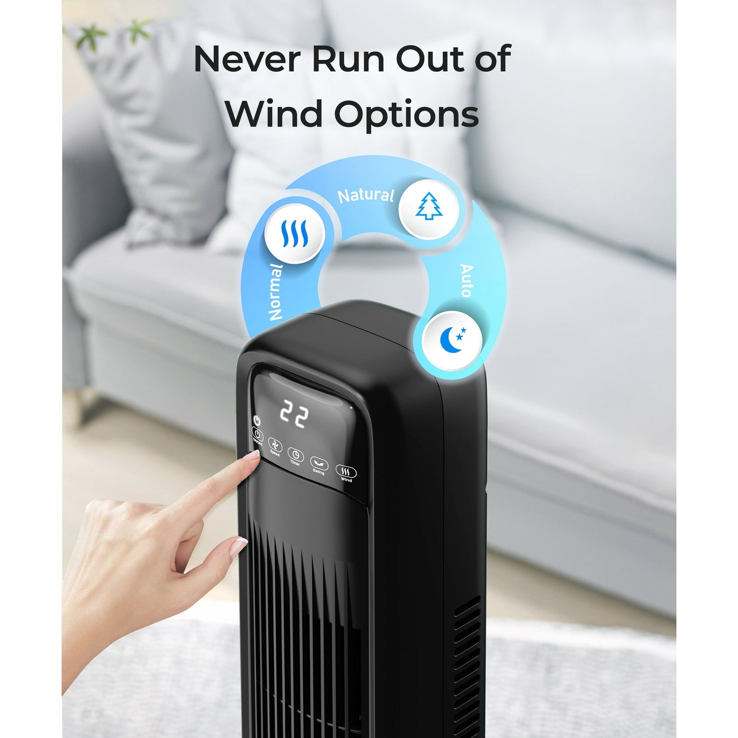 NFTIGB 39 inch Tower Fan, Oscillating Bladeless Floor Fan for Home, 3 Speeds 3 Modes with Remote,New