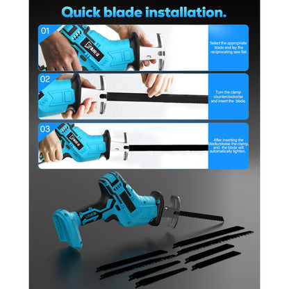 HOTREE Cordless Reciprocating Saw, 2.0Ah Battery x2 , LED Light,Cordless Variable Speed, Blades Kit for Wood/Metal/PVC Cutting