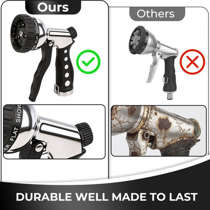 OHHANI Garden Hose Nozzles with 10 Spray Patterns Flow Control for Garden Watering, Car Washing, Window Cleaning, Pets Bathing