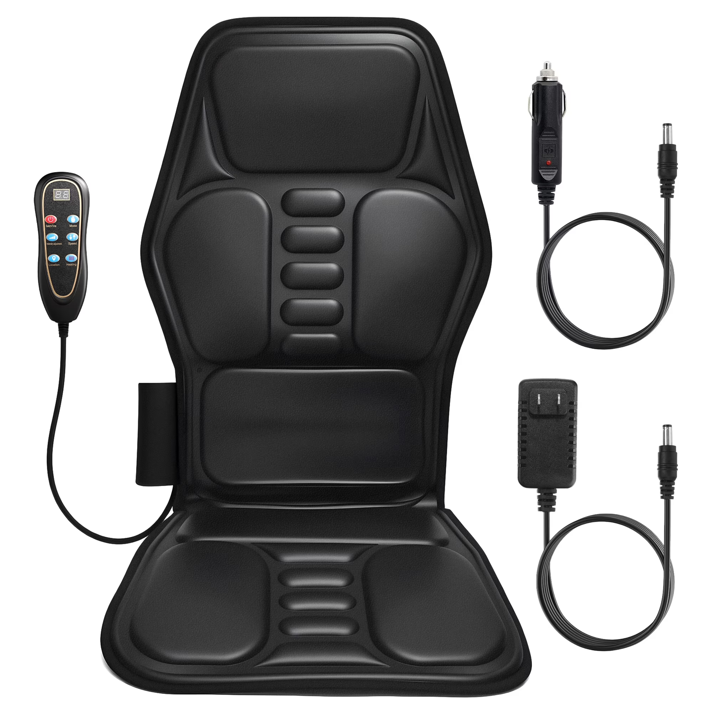 BOKYAN Back Massager, Electric Full Body Massager with Heat, Seat Cushion Massager Vibration Chair Pad for Home Car, Gifts