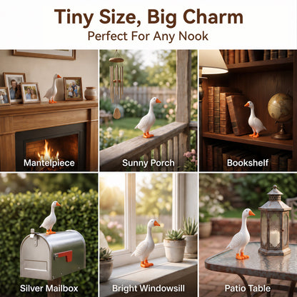 OHHANI 12-Inch Resin Porch Goose Statue, Classic White Garden Yard Decor, Indoor & Outdoor Lawn Ornament