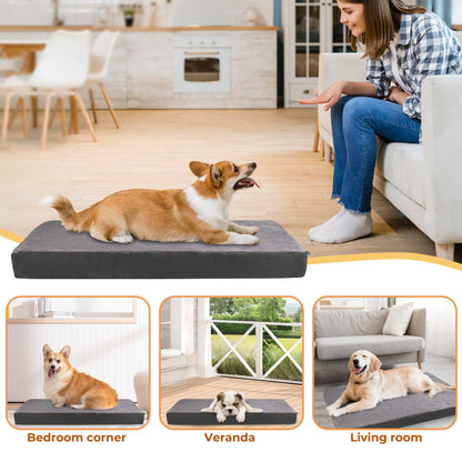 Tolobeve Dog Bed for Medium Large Dogs - Double Side Using Dog Crate Bed with Removable Washable Cover, Egg Crate Foam Support Pet Bed Mat (Grey)