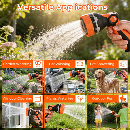 OHHANI Hose Nozzle with 10 Spray Patterns, Thumb Control High, Pressure Garden Hose Nozzle for Car Washing, Watering Plants and Lawns