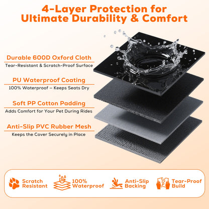 Tolobeve Dog Car Seat Cover for Pets 100% Waterproof Seat Cover Hammock Heavy Duty Scratch Proof Non Slip Durable Soft Back Seat Covers for Cars Trucks and SUVs