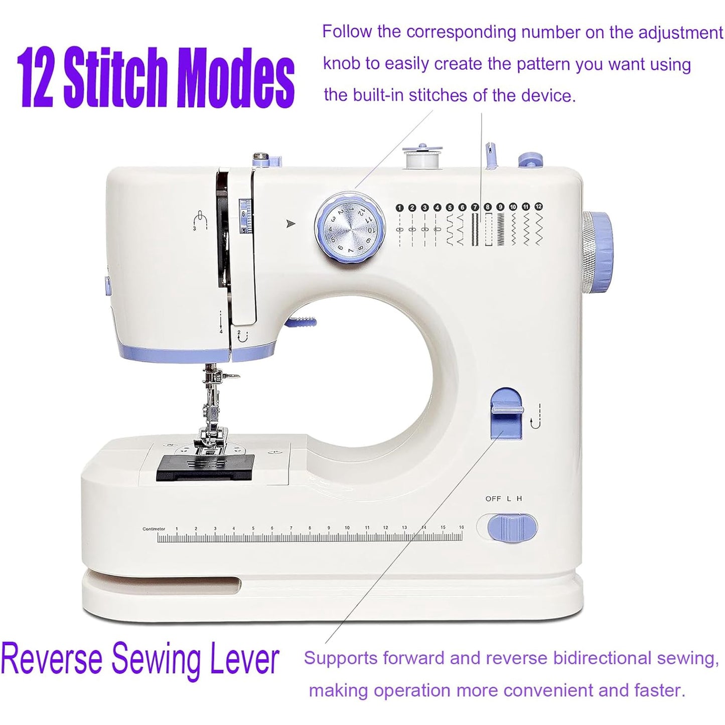 OHHANI Mini Sewing Machine with Electric Foot Pedal Dual Mode, Dual Speed, Automatic Winding, LED Thread Trimmer, Portable, Work Box, Suitable for Beginners, Home Repair, Handicraft