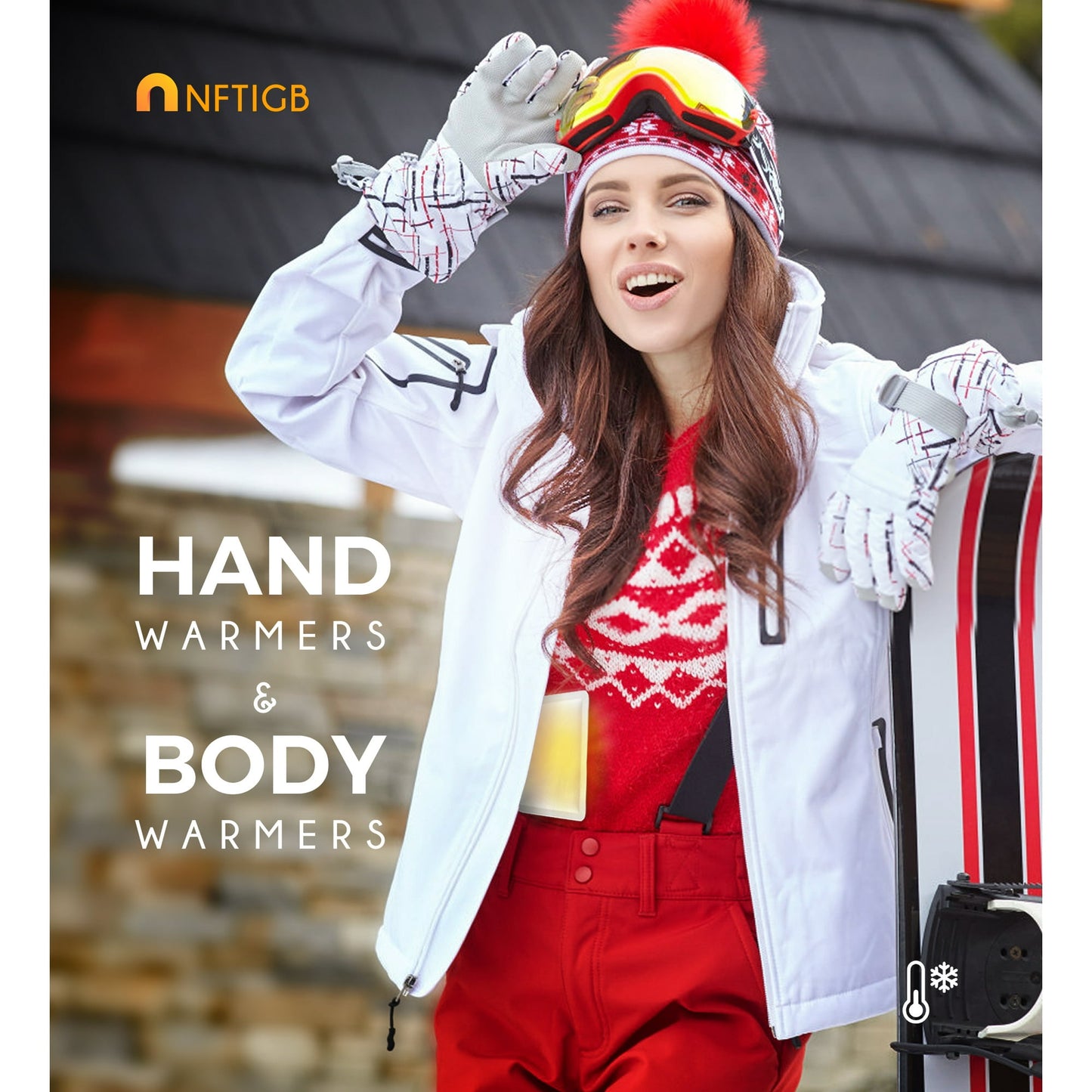 NFTIGB Body Warmer Hand Warmers with Adhesive Backing, Disposable 22Pcs, Long Last Safe Heated 12H