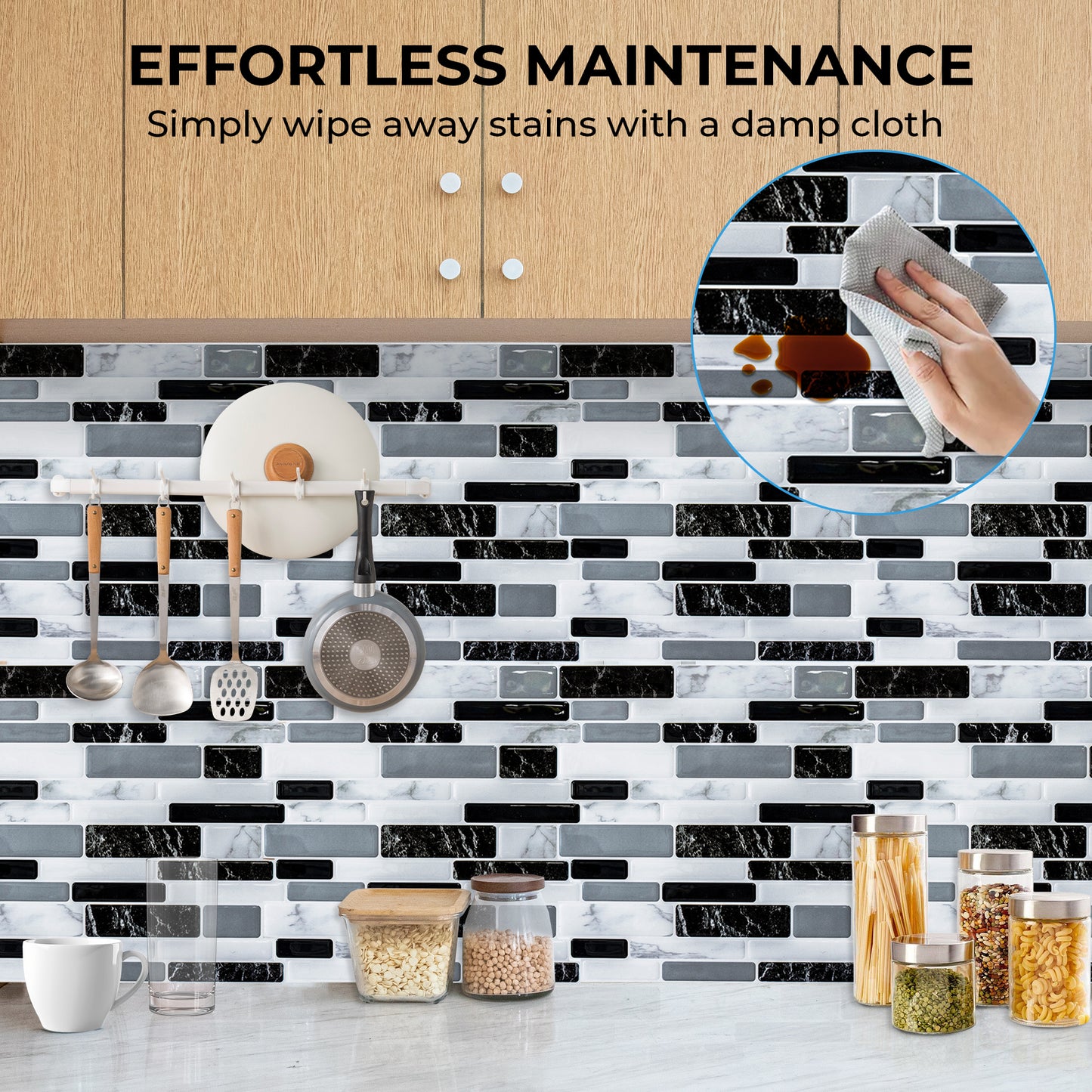 AOLIGO Peel and Stick Backsplash, Peel and Stick Backsplash for Kitchen, Self Adhesive Marble Grey Wall Tile (12" x 12" per Sheet, pack of 10pcs)