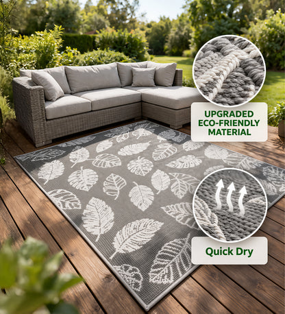 OHHANI Outdoor Rug, 5'x8' Waterproof Reversible Patio Mat, Plastic Straw RV Camping Carpet for Deck, Beach, Garden