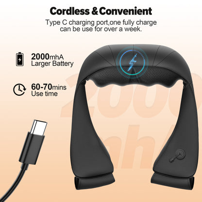 Bokyan Neck Massager Cordless, Shiatsu Shoulder and Kneading Back with Heat, USB-C Rechargeable for Home, Office, Car Use and Travel Use, Black