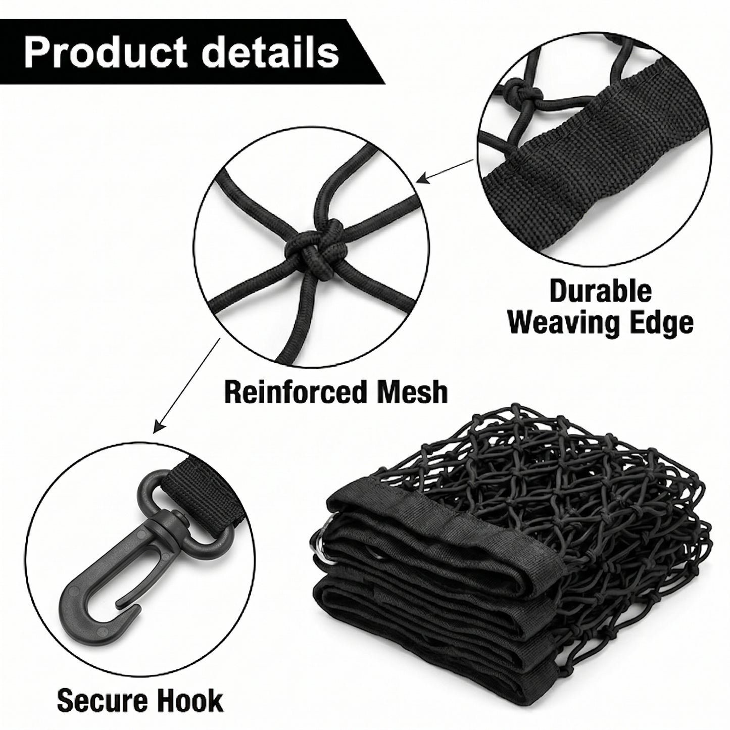 MORSUMA 55.1" x 18.5" Double Layer Trunk Cargo Net with Heavy-Duty Hooks, SUV and Sedan Storage Organizer