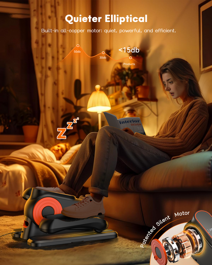 AOLIGO Under Desk Elliptical Machine, Compact Seated Leg Exerciser with 10 Resistance Levels, Quiet & Portable