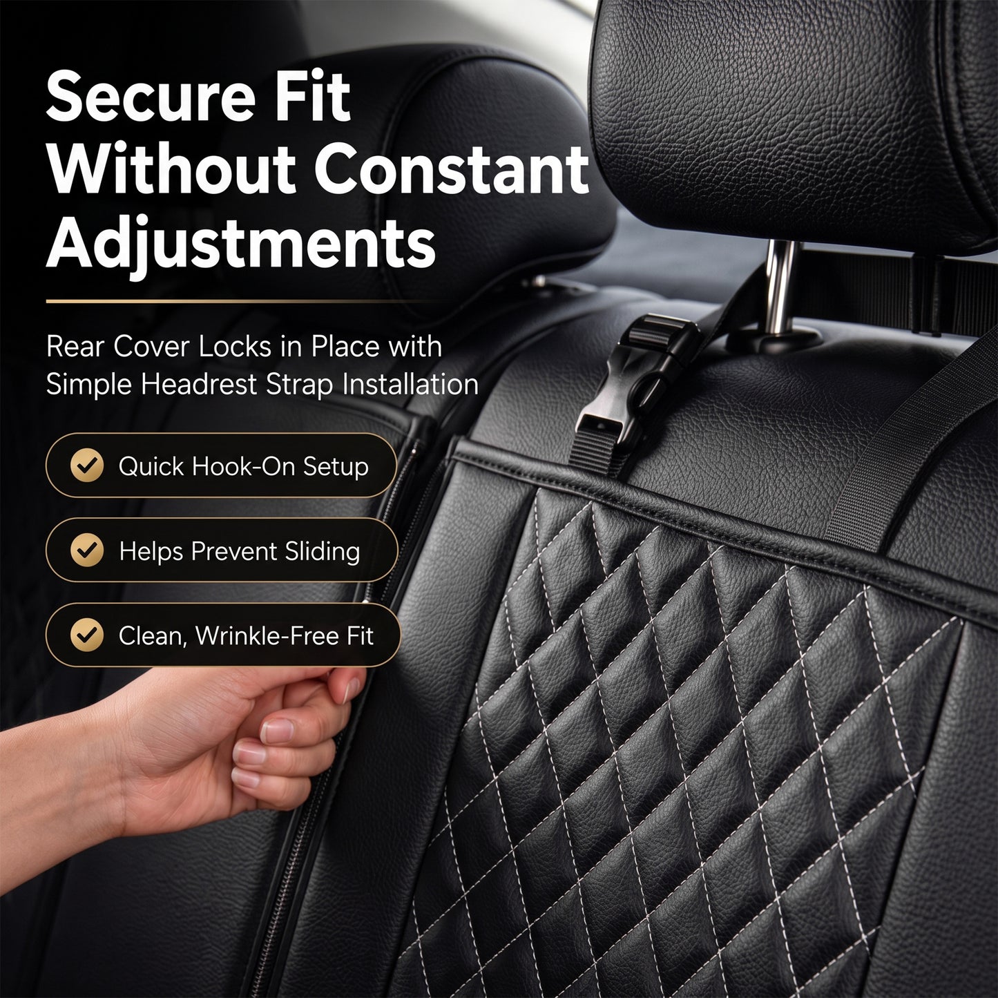 FLORAY Waterproof PU Leather Car Seat Covers Full Set, Universal Auto Seat Protectors for Sedans & Compact SUVs, Airbag Compatible, Black