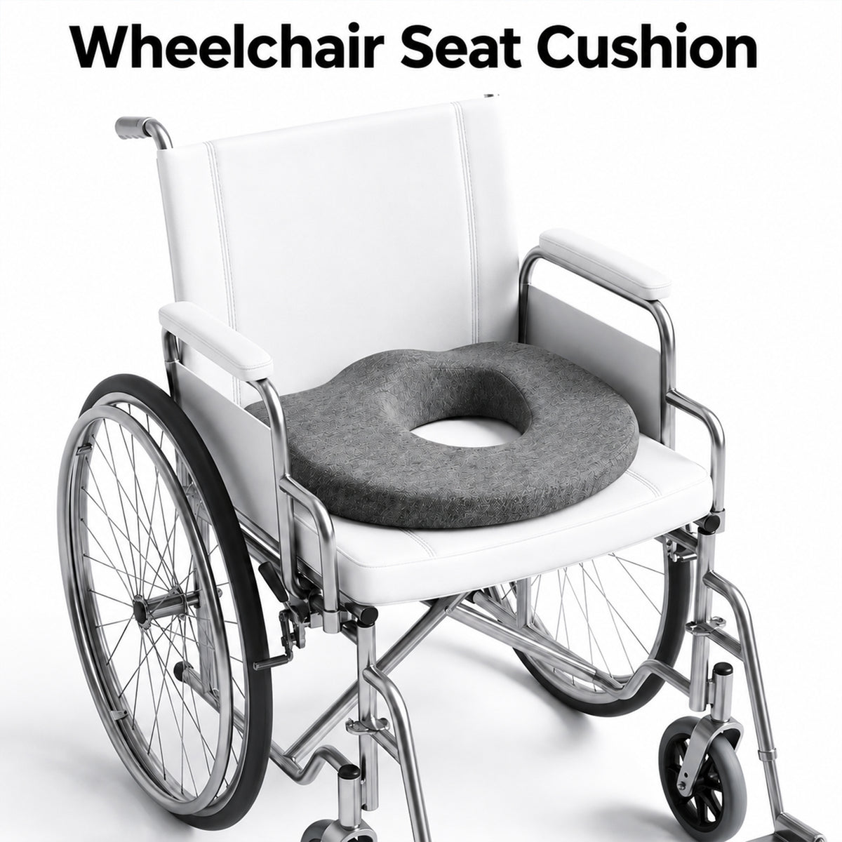 LZSDS Donut Pillow Seat Cushion, Memory Foam Support Pillow for Wheelchair Office Chair, Washable Cover, Non-Slip Bottom, Dark Gray