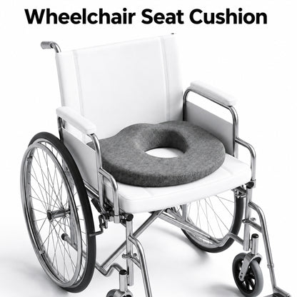 LZSDS Donut Pillow Seat Cushion, Memory Foam Support Pillow for Wheelchair Office Chair, Washable Cover, Non-Slip Bottom, Dark Gray