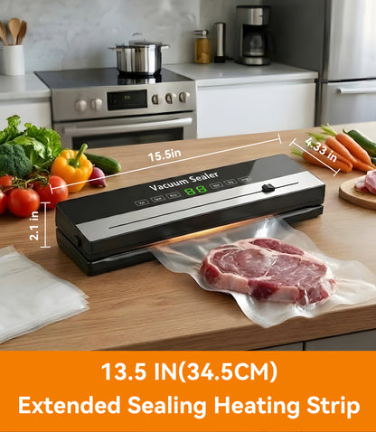 M Buder Vacuum Sealer Machine 16.5in, Automatic Sealing for Food Storage with Cutter, 5 Modes, Residential, Commercial