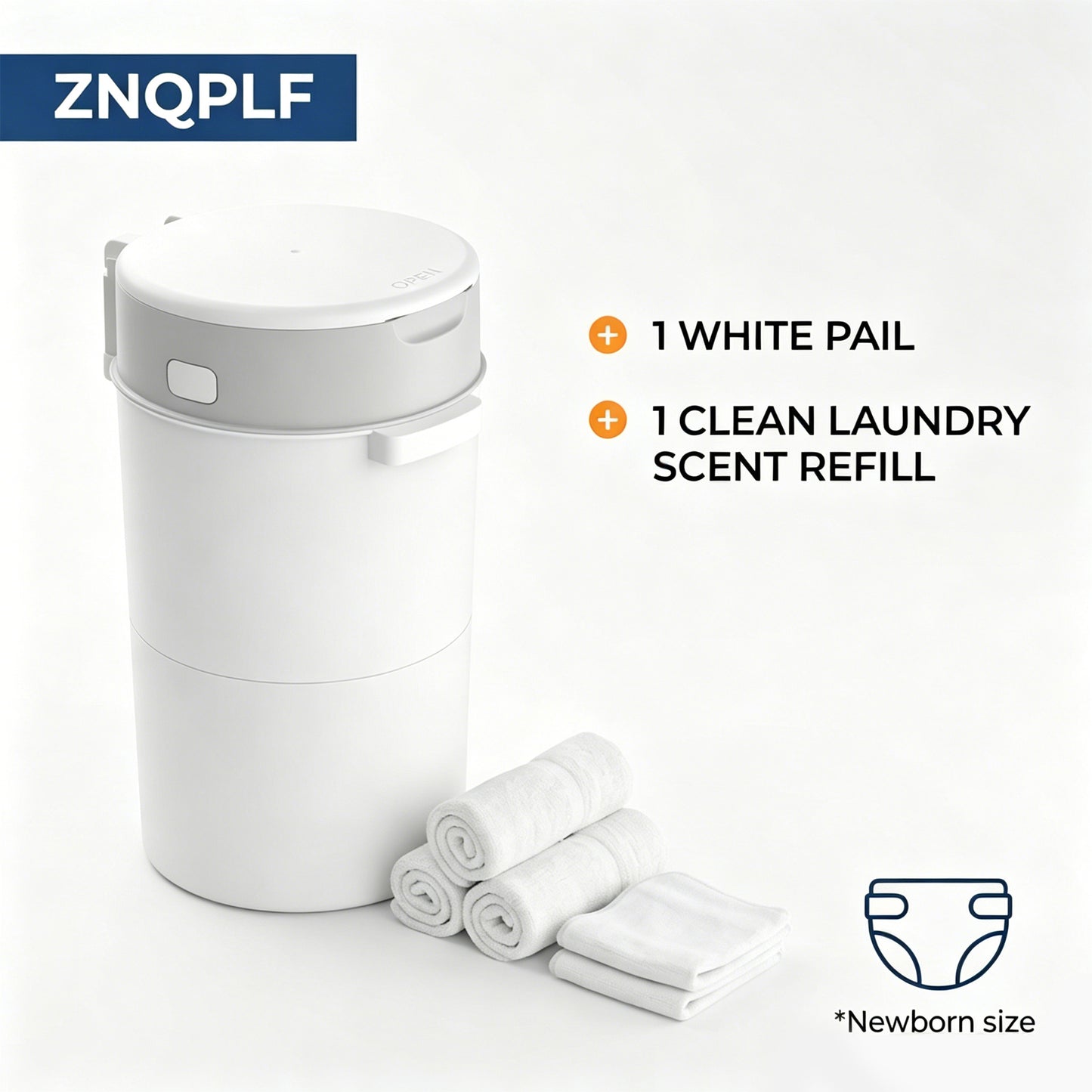 ZNQPLF Baby Diaper Pail, Advanced Odor Control Diaper Bin for Nursery, Hands-Free Twist-Seal Disposal System, Gray-White