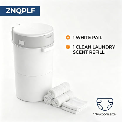 ZNQPLF Baby Diaper Pail, Advanced Odor Control Diaper Bin for Nursery, Hands-Free Twist-Seal Disposal System, Gray-White