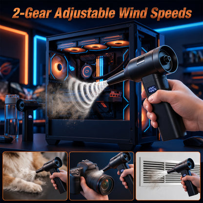 MORSUMA Portable Compressed Air Duster with Digital Display, 130000 RPM, Black, 1-Pack