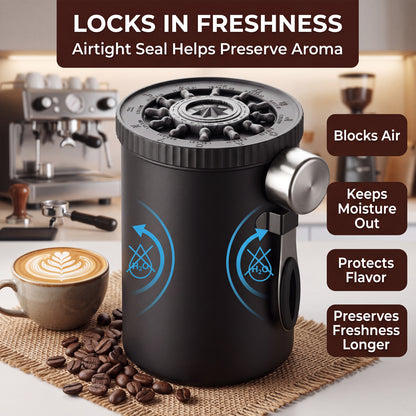 Riousery 60 oz Matte Black Stainless Steel Coffee Canister, Airtight Storage for Beans, Tea & Sugar with Valve and Scoop