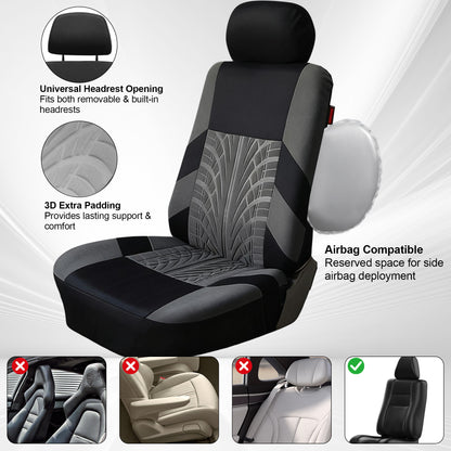 FLORAY 9-Piece Car Seat Covers - Airbag Safe, Thickened, Split Rear, Machine Washable - Universal Fit for Cars, SUVs, Trucks, Gray