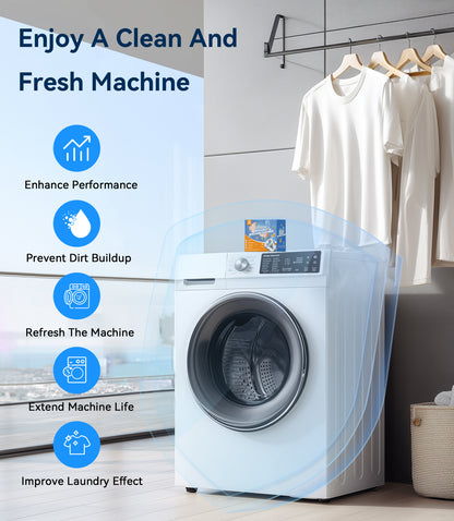 BIMZUC Washing Machine Cleaner Tablets (12 Count), Deep Cleans Front Load and Top Load Washers, Removes Odor Causing Residue & Buildup