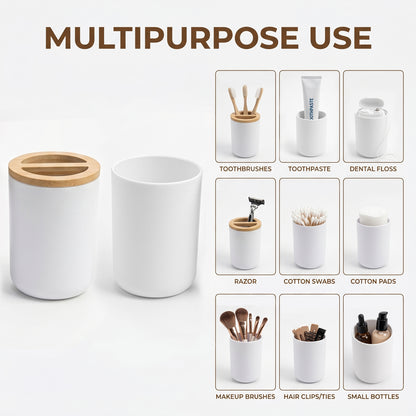 LZSDS 6 Piece Bathroom Accessory Set, Plastic Soap Dispenser with Trash Can and Toilet Brush for Vanity Countertop