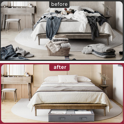 WEENEED 90L Under Bed Storage Bag, Foldable Closet Organizer for Blankets, Towels, Comforter, Sweaters, Linen Sheets