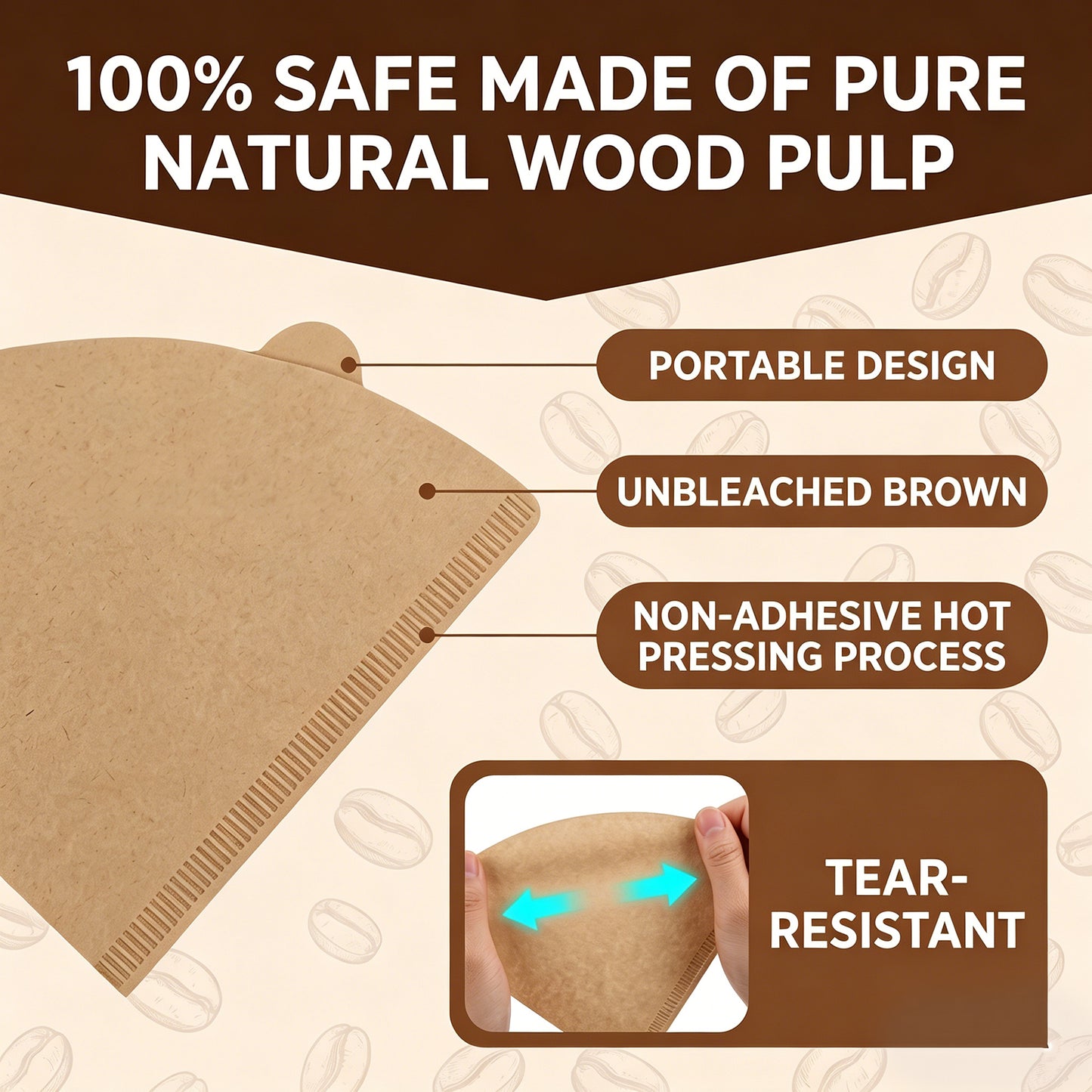 M Buder 200 Count Cone Coffee Filters 1-2 Cup, Unbleached Natural Disposable Paper Filters for Pour over and Coffee Maker