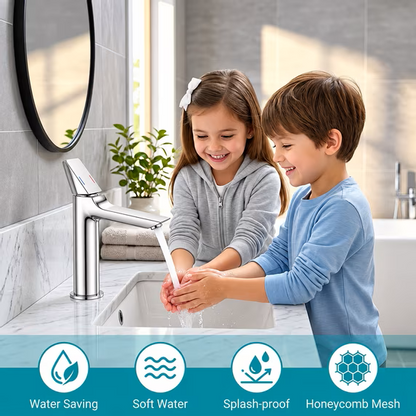 LZSDS Bathroom Faucet Single Handle, Hot Cold Dual Control Water Saving with Honeycomb Aerator and Thickened Handle