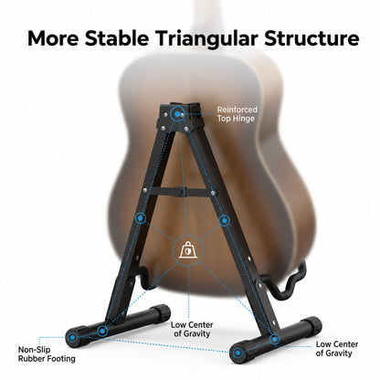 MORSUMA Foldable Guitar Stand, Thickened Metal A-Frame Bracket, Black, 1-Pack