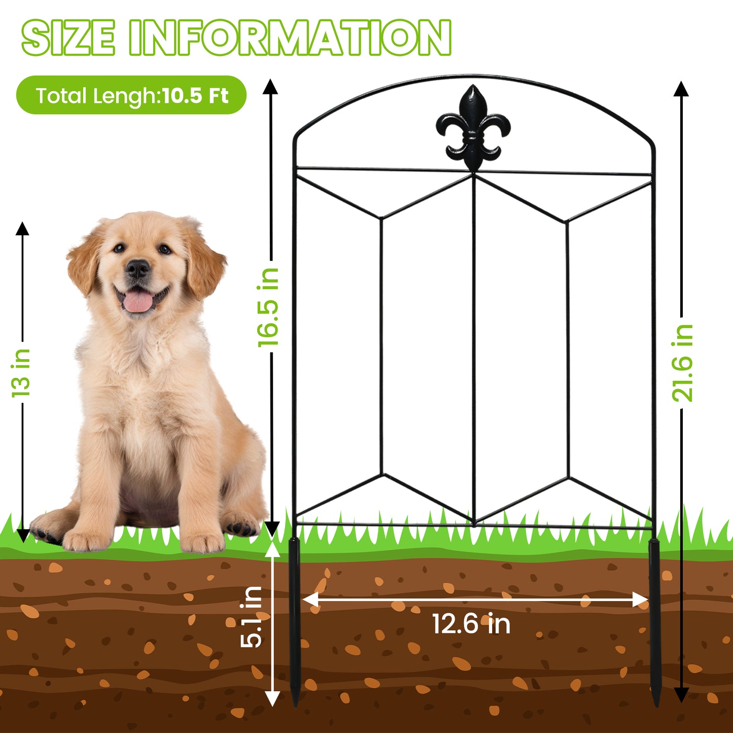 OHHANI Fence 10 Panels 26"x 24" Black Rustproof Metal Wire for Landscape Patio Yard Outdoor Decor