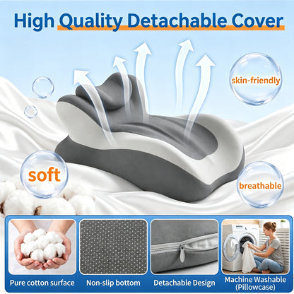 Alylo Ergonomic Prone Sleeping Wedge Pillow with Adjustable Head Rest, Foam Bed Cushion, Gray